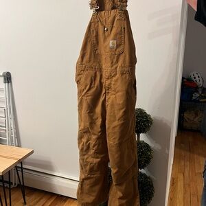 Carhartt Insulated Brown Duck Canvas Bib Overalls